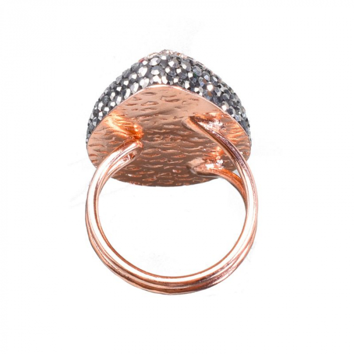 Inel argint reglabil aur roz, piatra ochi de pisica albastru [2]