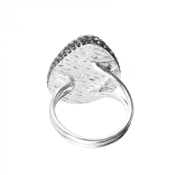 Inel argint reglabil piatra ochi de pisica verde, hematit, CZ [3]