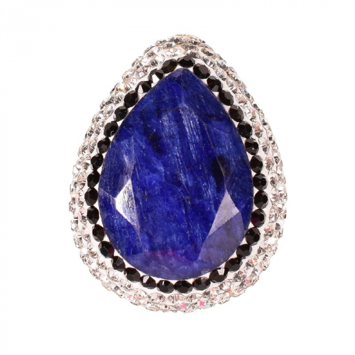 Inel argint reglabil pietre safir forma para, diamante simulate [2]