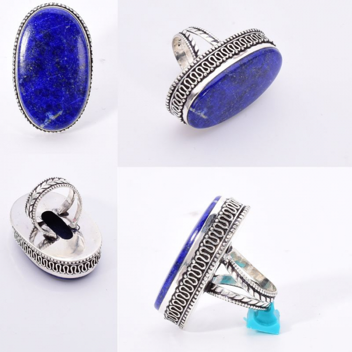 Inel argint statement cu lapis lazuli, marime 54-55 [4]