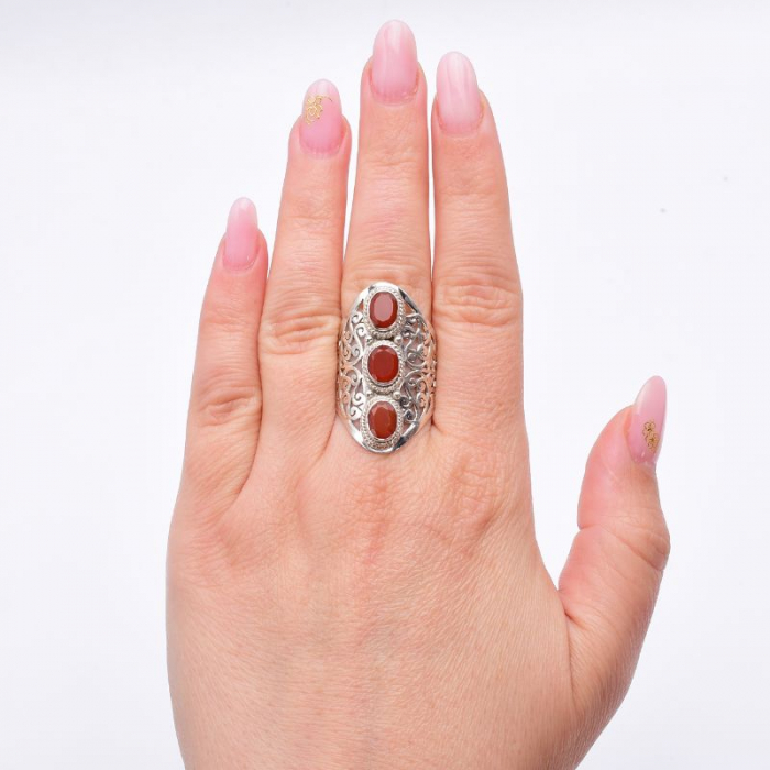 Inel argint Trio cu pietre semipretioase carneol [2]