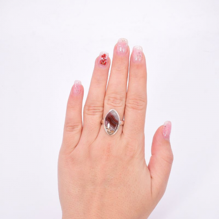 Inel argint unicat cu agat mexican, marchiz [2]