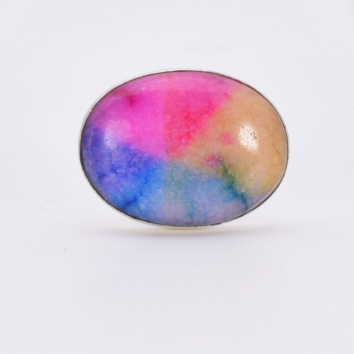 Inel cu cuart solar curcubeu din argint, marime 62 [3]