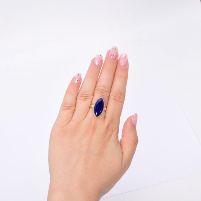 Inel cu lapis lazuli din argint, marchiz [3]