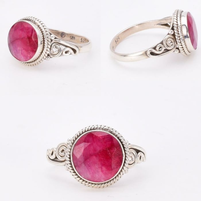 Inel cu rubin natural rotund din argint [2]