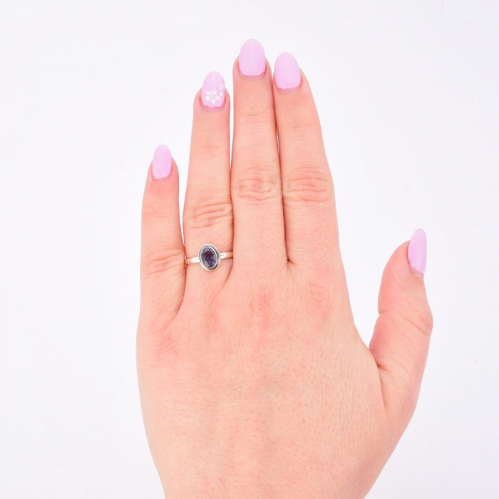 Inel de argint 925 cu iolit natural fatetat oval [3]