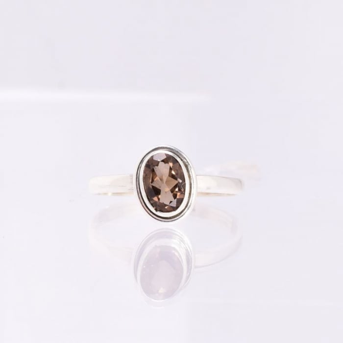 Inel de argint cuart fumuriu fatetat oval [4]