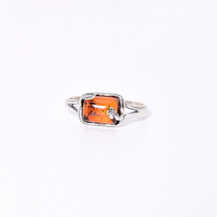 Inel de argint cu chihlimbar dreptunghiular boho [2]