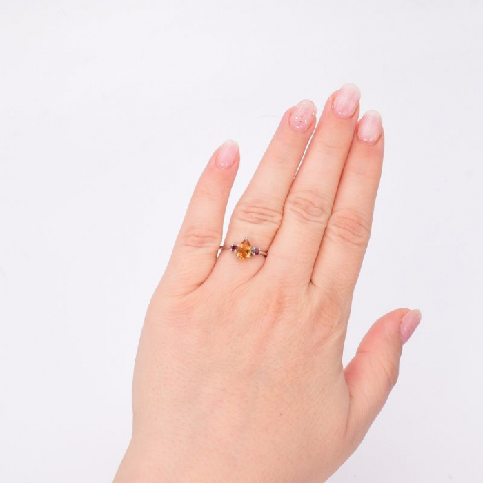 Inel de argint cu citrin si rodolit Splendoare Solara [2]