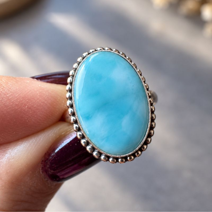 Inel de argint cu larimar, marimea 55 [4]