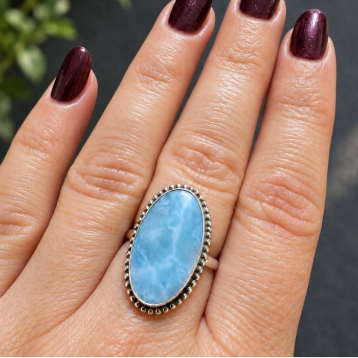 Inel de argint cu larimar, marimea 57 [3]