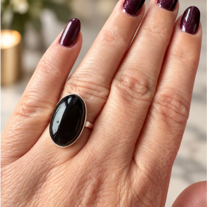 Inel de argint cu onix oval, marimea 55 [2]
