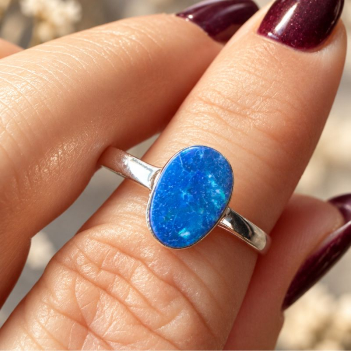 Inel de argint cu opal australian, 19 mm diametrul [2]