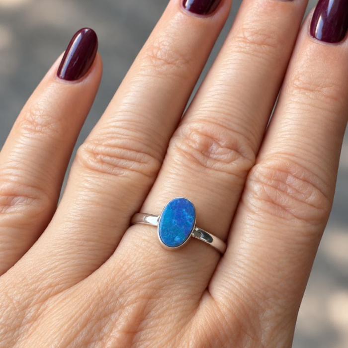 Inel de argint cu opal australian, 19 mm diametrul [3]