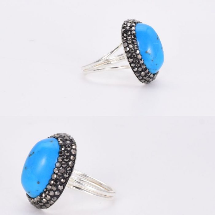 Inel de argint reglabil cu turcoaz stabilizat si hematit [3]