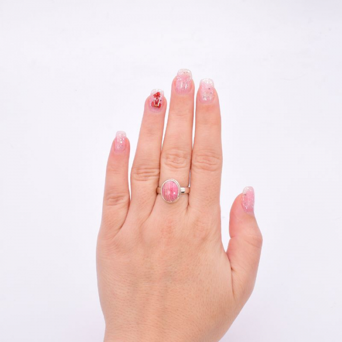 Inel din argint cu piatra RODOCROZIT, oval [2]