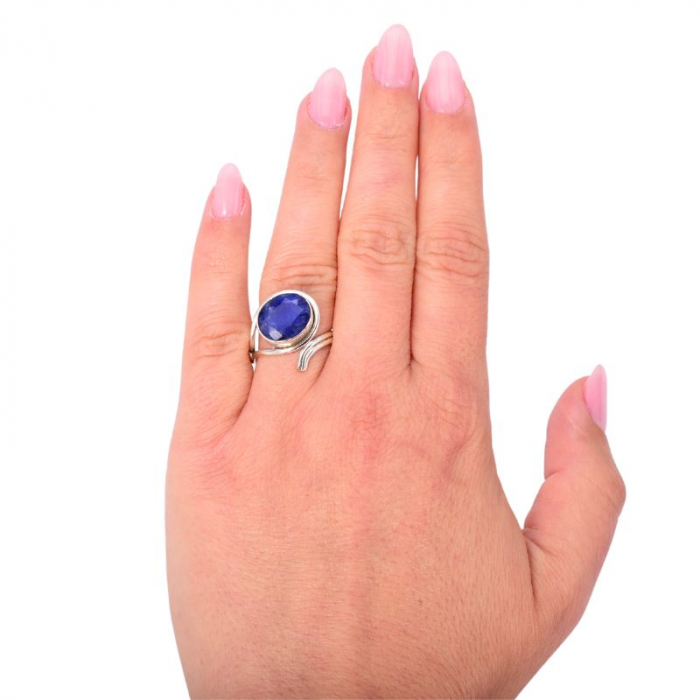 Inel reglabil argint cu piatra safir 52-57 [2]