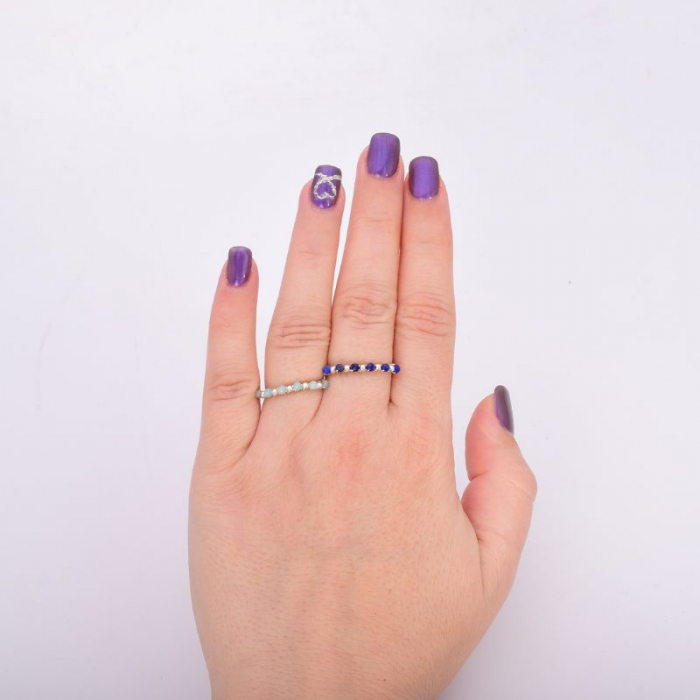 Inel reglabil cu bilute argint si amazonit, marime 48-53 [2]