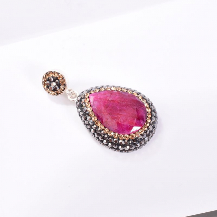 Pandanitv argint placat cu aur - rubin, hematit, CZ [2]