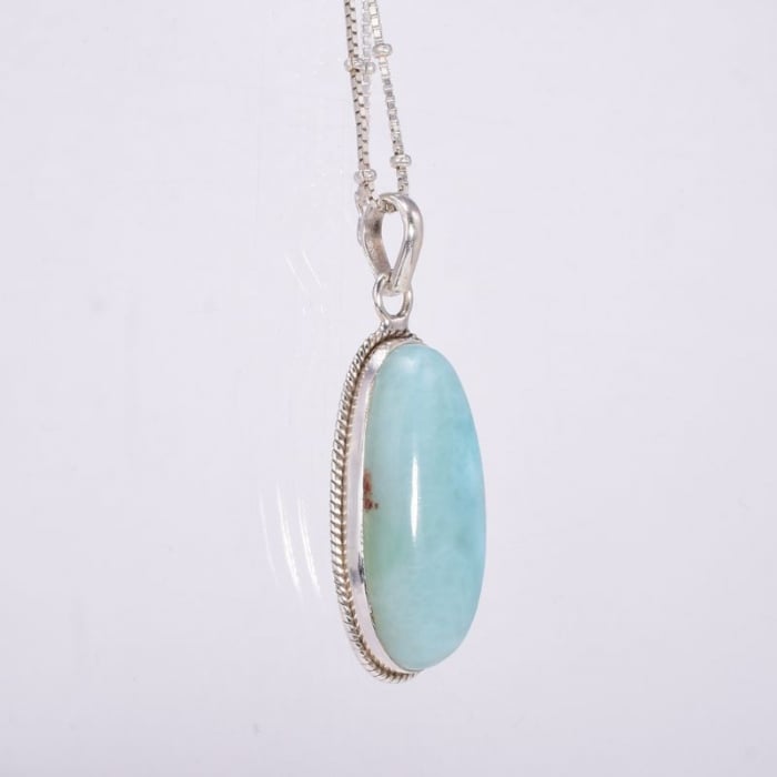 Pandantiv argint 925 larimar oval Funie Rasucita [2]