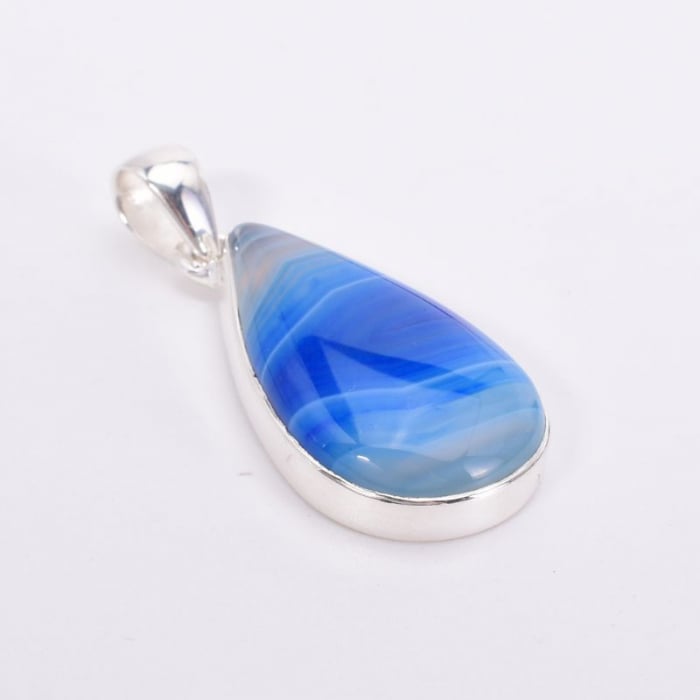 Pandantiv argint - agat Botswana albastru, forma para [4]