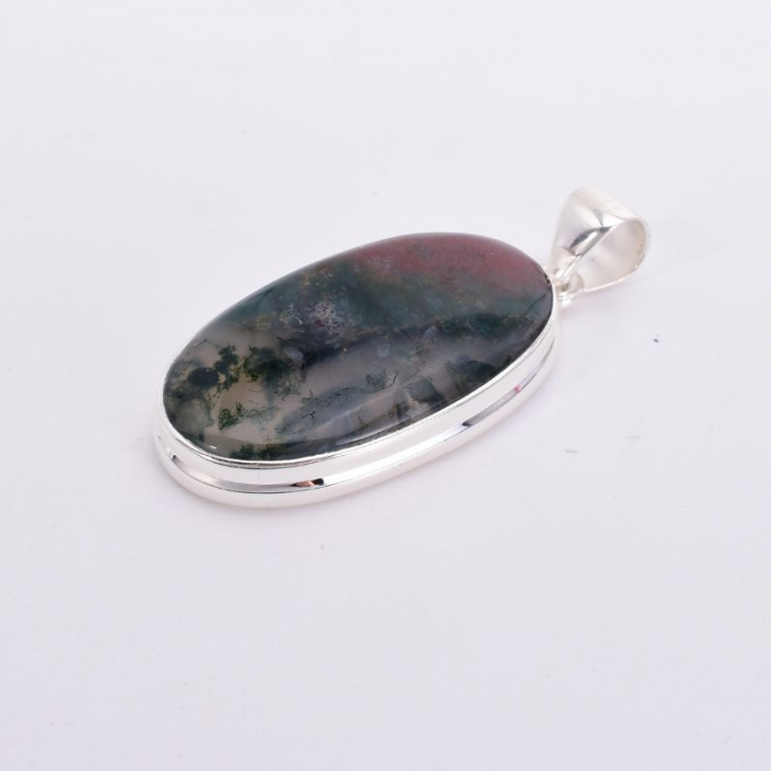 Pandantiv argint cu piatra agat moss oval [4]