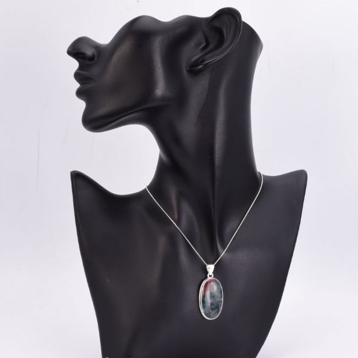 Pandantiv argint cu piatra agat moss oval [3]