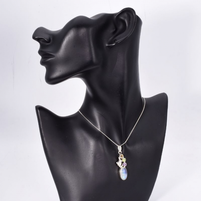 Pandantiv argint  - citrin, peridot, ametist, piatra lunii [2]