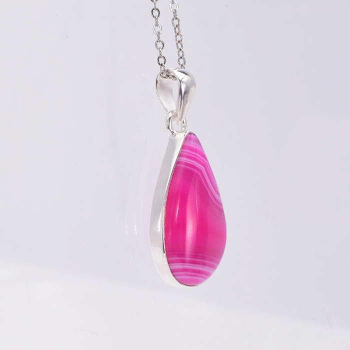 Pandantiv argint cu agat Botswana roz forma para [2]