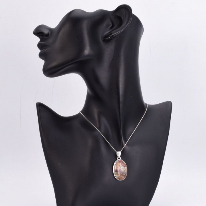 Pandantiv argint cu agat mexican oval [3]