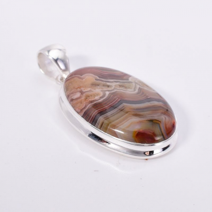 Pandantiv argint cu agat mexican oval [4]