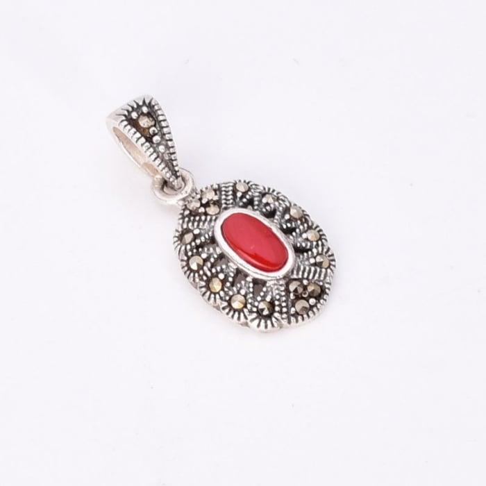 Pandantiv argint cu agat rosu si marcasite Lady in Red [3]