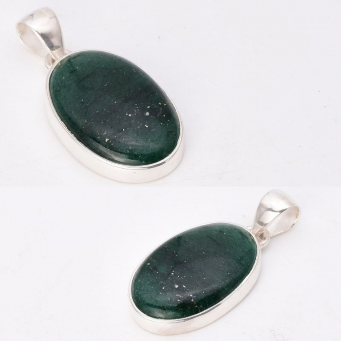 Pandantiv argint cu aventurin oval Oaza Verde [4]