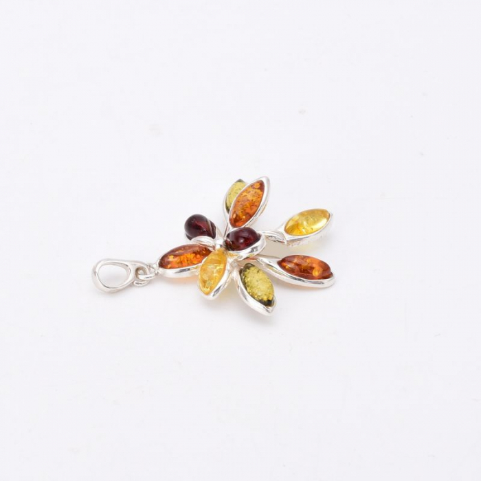 Pandantiv argint cu chihlimbar multicolor Explozie de Lumina [3]