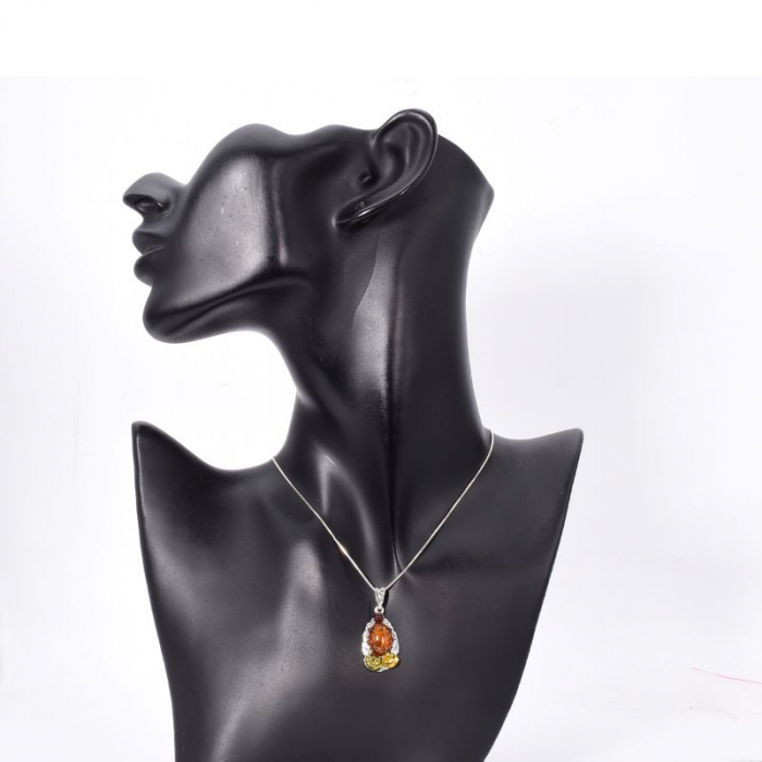 Pandantiv argint cu chihlimbar multicolor oval [2]