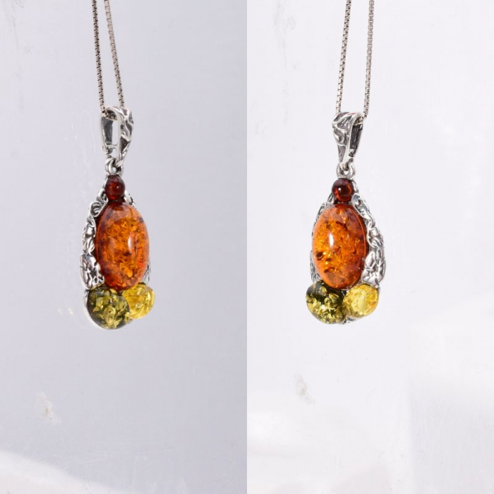 Pandantiv argint cu chihlimbar multicolor oval [4]