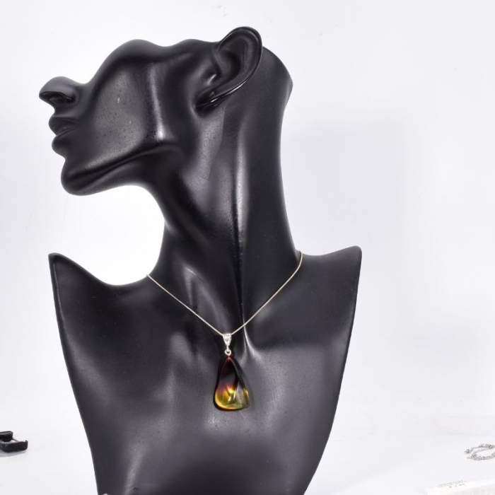 Pandantiv argint cu chihlimbar ombre Eclat Rouge [2]