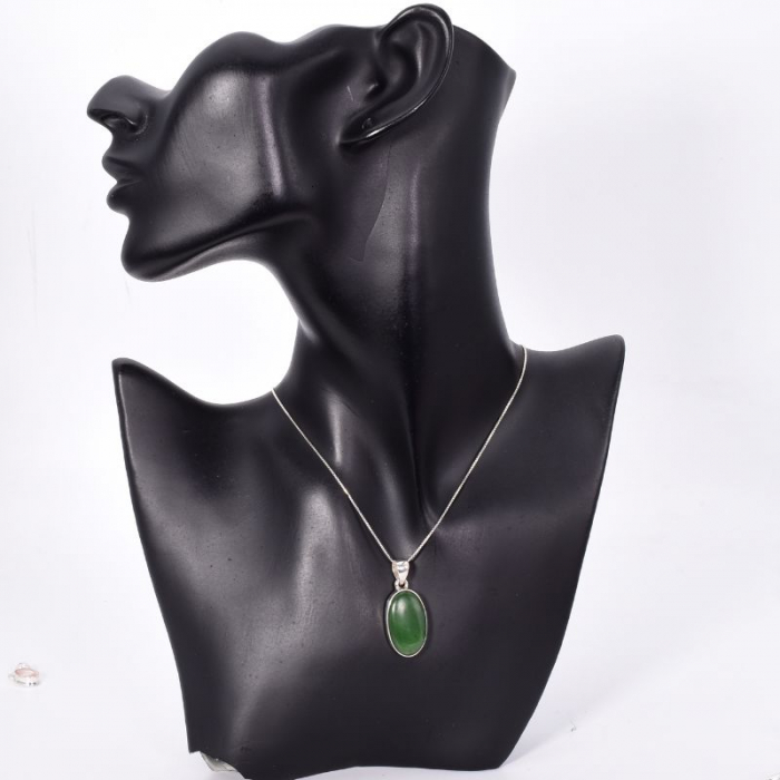 Pandantiv argint cu jad verde nefrit Talismanul Norocului [2]