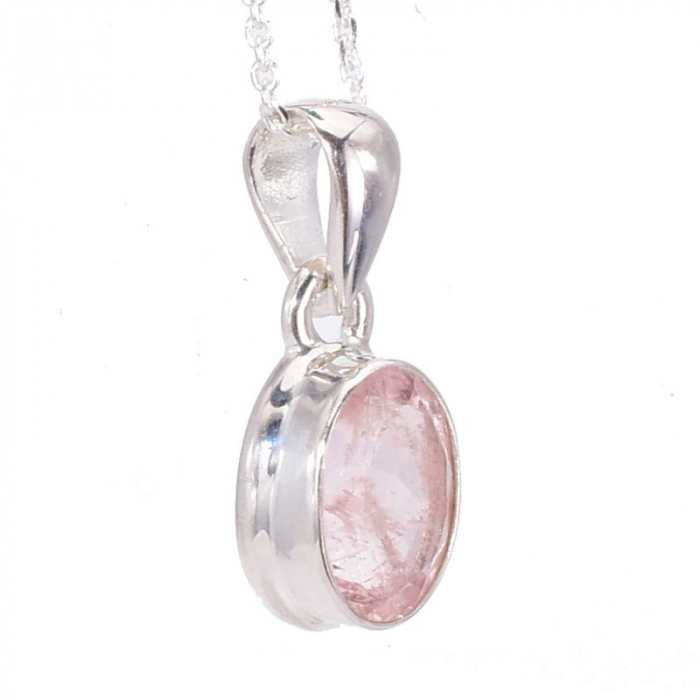 Pandantiv argint cu morganit oval fatetat [4]