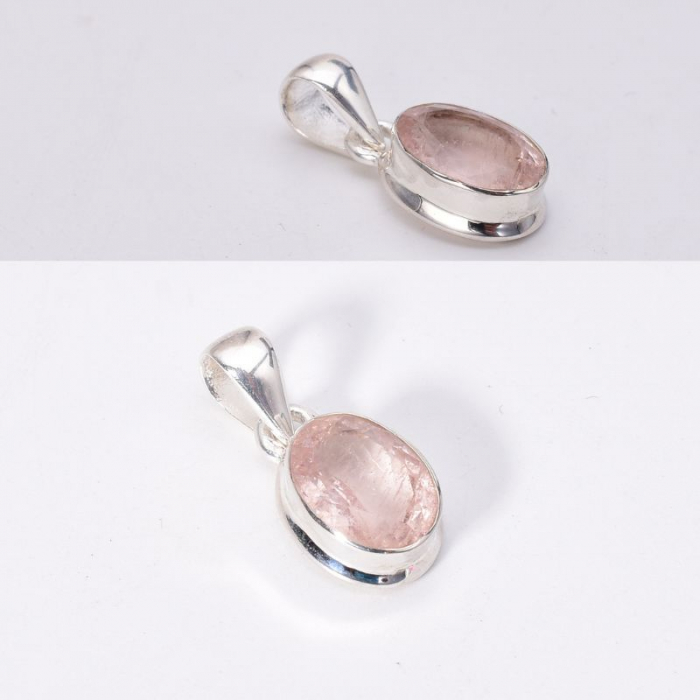 Pandantiv argint cu morganit oval fatetat [3]