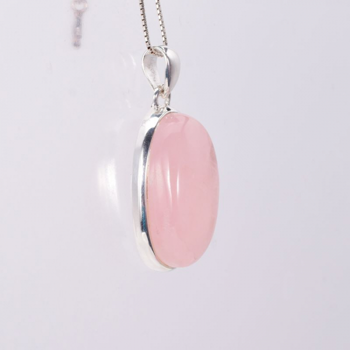 Pandantiv argint cu piatra cuart roz cabochon [4]