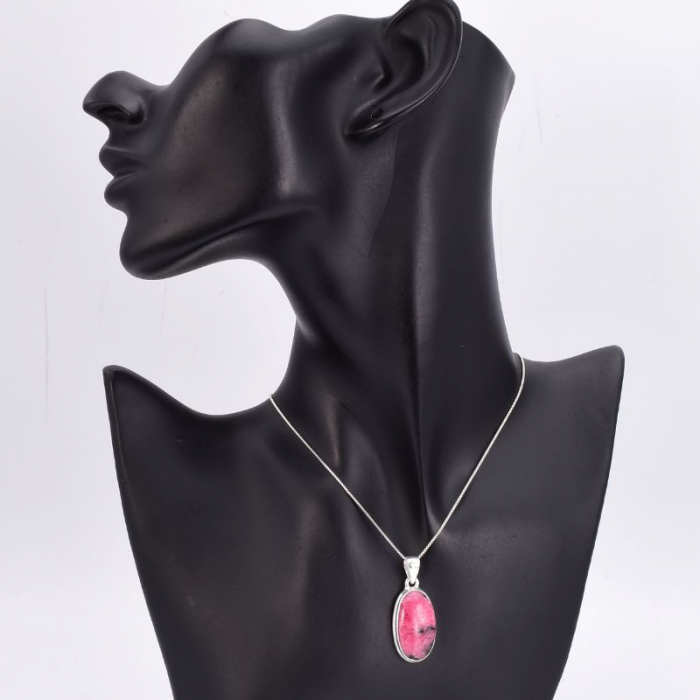 Pandantiv argint cu piatra rodonit oval [3]