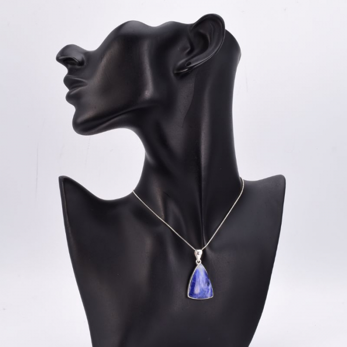 Pandantiv argint cu sodalit handmade, triunghiular [3]