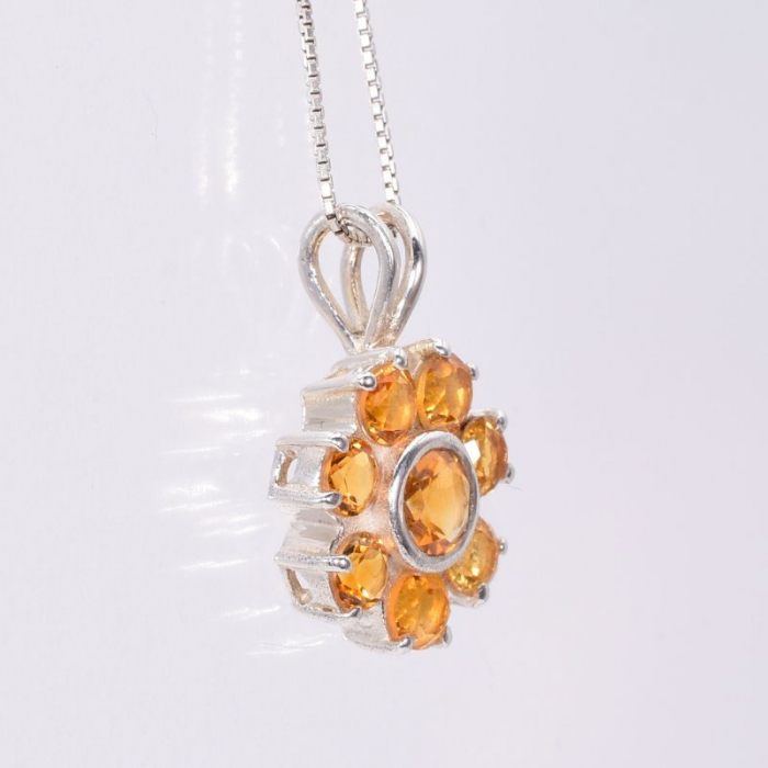 Pandantiv argint cu pietre citrin, model floral [4]