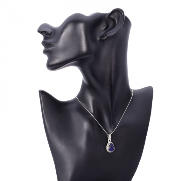 Pandantiv argint cu corindon albastru safir [2]