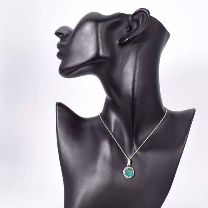 Pandantiv argint cu smarald rotund Roua Zorilor [2]