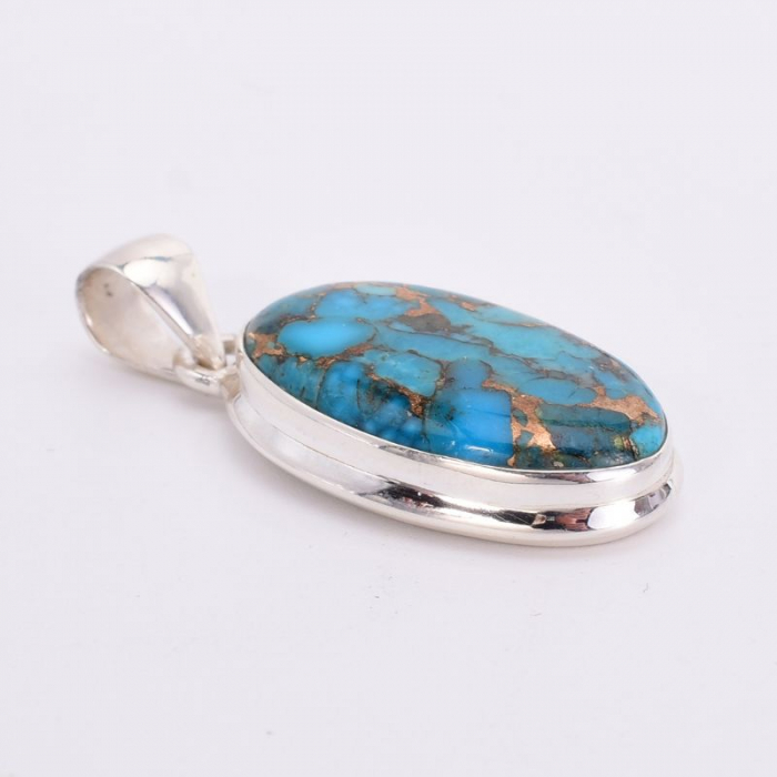 Pandantiv argint cu turcoaz cupru albastru Mozaic [4]