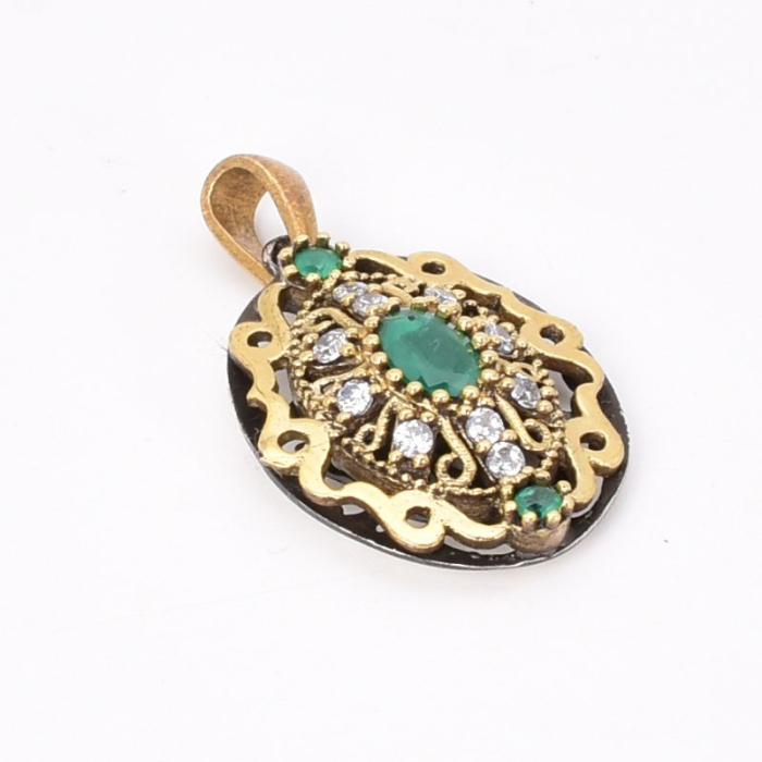 Pandantiv argint CZ verde, alb Regina Anatoliei [5]