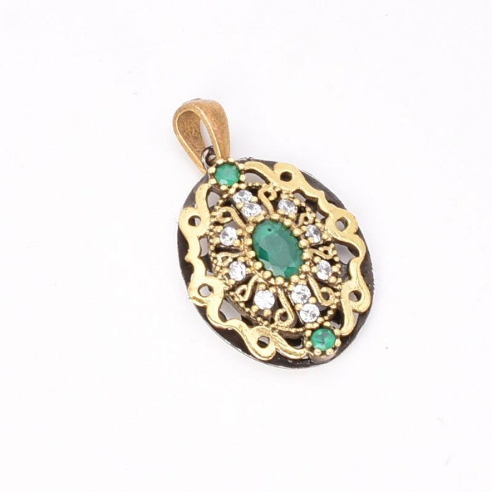 Pandantiv argint CZ verde, alb Regina Anatoliei [4]