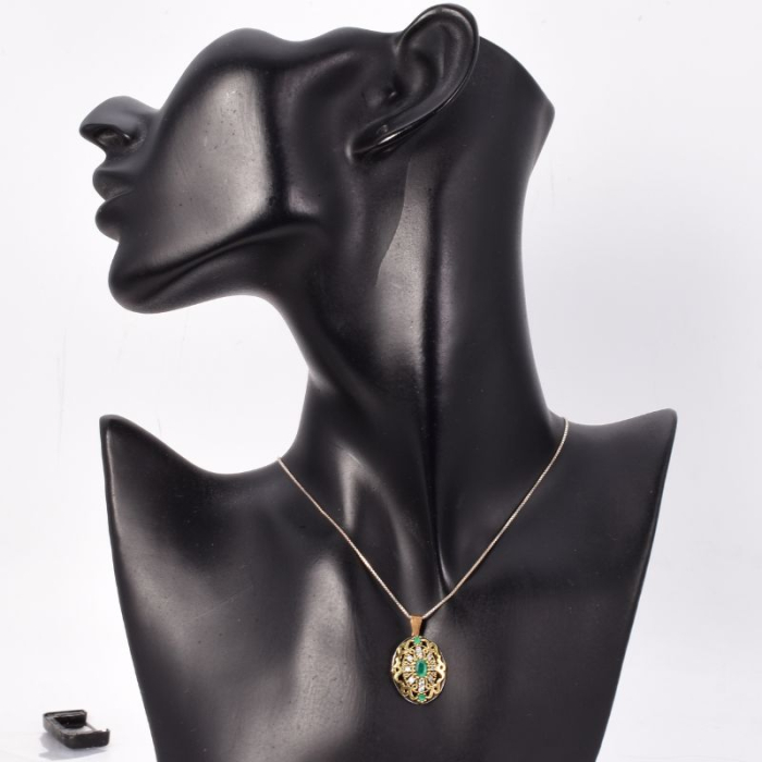 Pandantiv argint CZ verde, alb Regina Anatoliei [2]